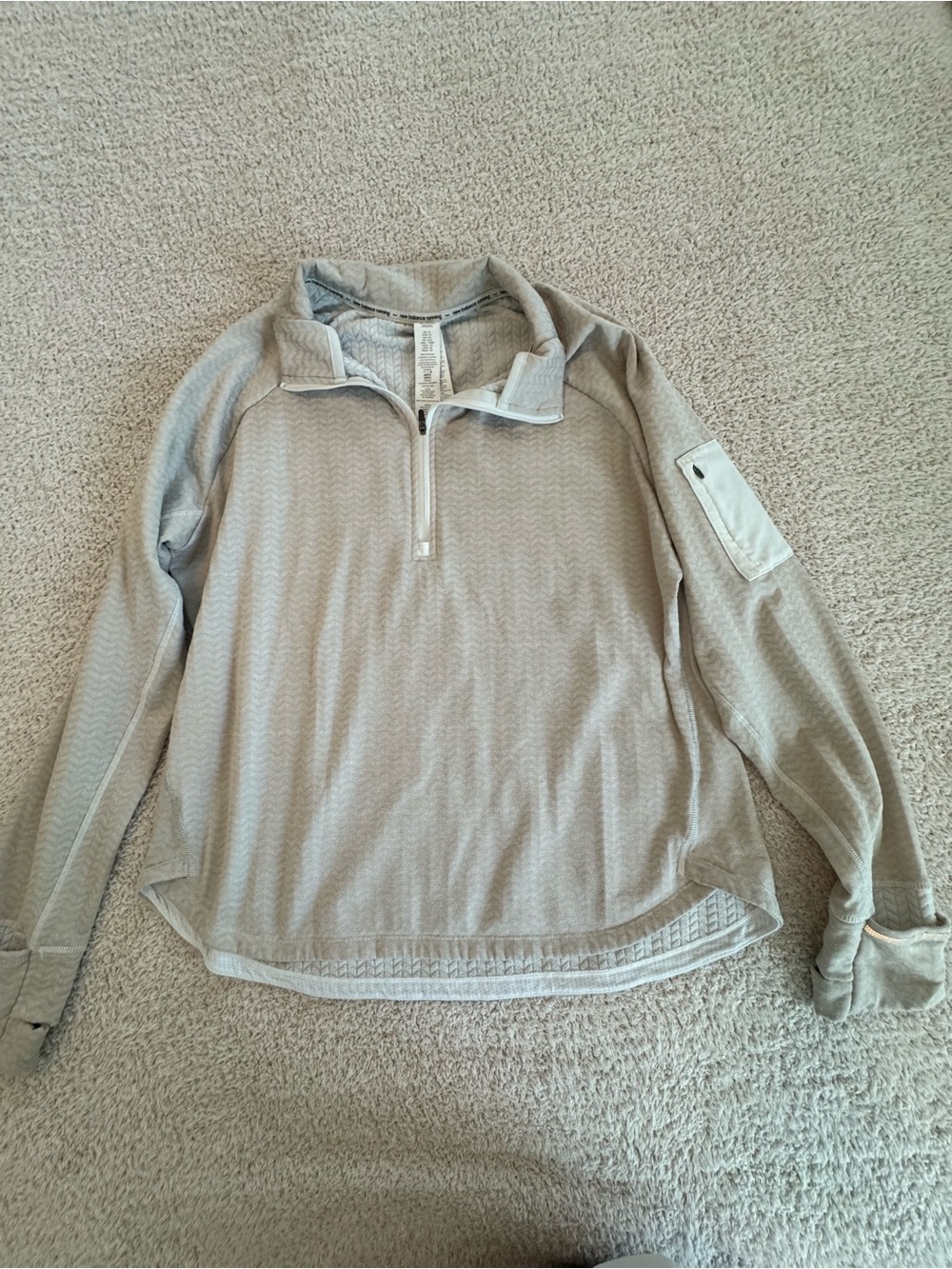 New Balance Cream Running Quarter-Zip Sweater